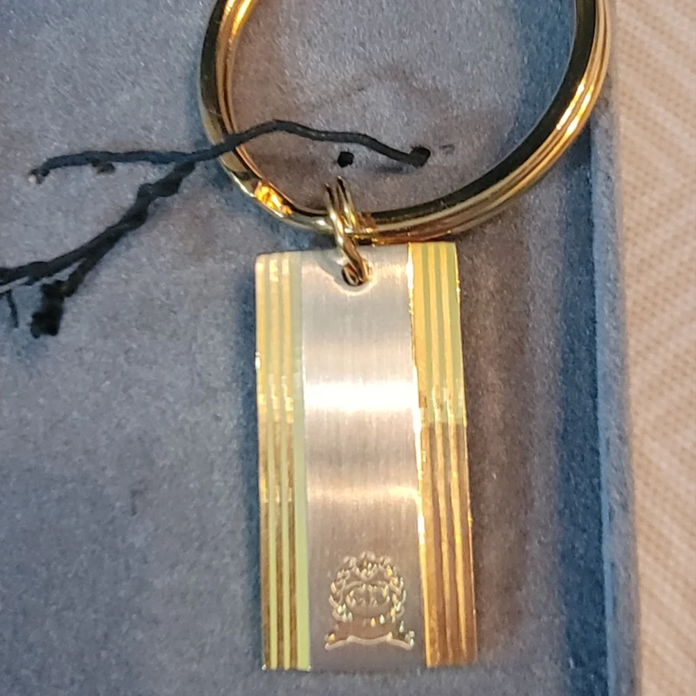 Vintage Christian Dior Gold & Silver Tone Metal Keychain Bag Purse Charm